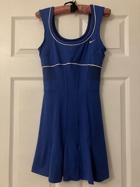 Nike Royal Blue Sleeveless Tennis Dress with White Piping